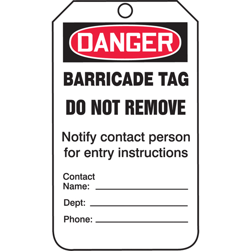 Safety Tags, Plastic, 3-3/8" W x 5-3/4" H, English Nia-Chem Ltd.