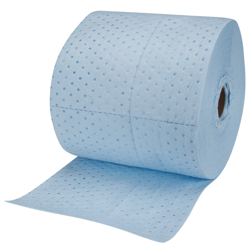 Rouleaux absorbants li&eacute;s bleus de premi&egrave;re qualit&eacute;, L&eacute;ger, 150' lo x 15" la, Absorption 20 gal. Nia-Chem Ltd.