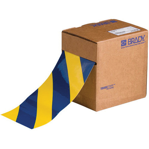 Ruban de marquage pour planchers ToughStripe, 4" x 100', Polyester, Bleu et jaune Nia-Chem Ltd.