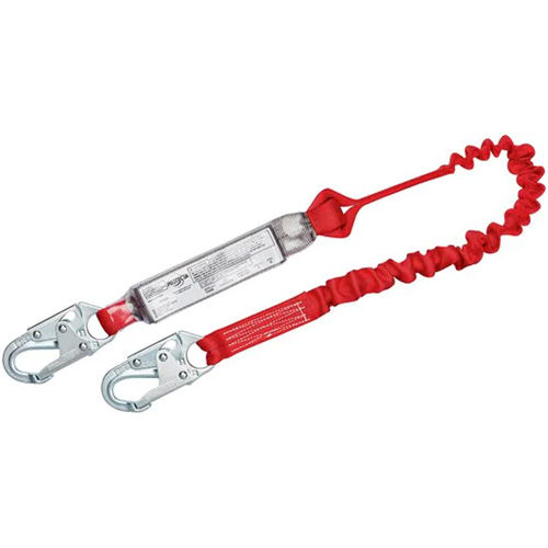 PRO Elastic Shock-Absorbing Lanyard, 6', Snap Hook Center, Snap Hook Leg Ends, Polyester Nia-Chem Ltd.