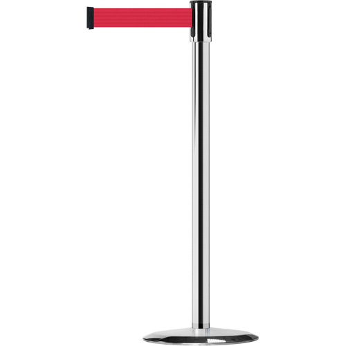 Montant pour barri&egrave;re Slimline TensaBarrier, Acier, 38" h, Ruban Rouge, Longueur du ruban 7,5' Nia-Chem Ltd.
