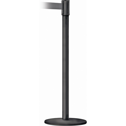 Montant pour barri&egrave;re Slimline TensaBarrier, Acier, 38" h, Ruban Noir, Longueur du ruban 7,5' Nia-Chem Ltd.