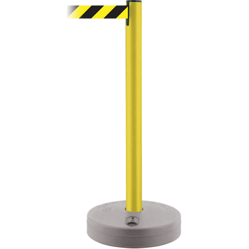 Montant ext&eacute;rieur pour barri&egrave;re TensaBarrier, Plastique, 37" h, Ruban Noir/Jaune, Longueur du ruban 13' Nia-Chem Ltd.