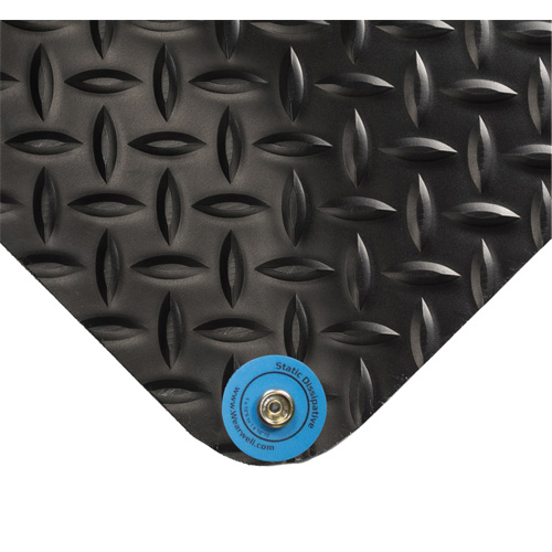Tapis conducteur d'&eacute;lectricit&eacute; no 786, 4' la x 20' lo x 15/16" &eacute;p, PVC, Losange, Noir Nia-Chem Ltd.