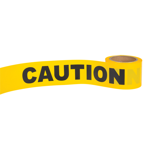 "Caution" Barricade Tape, English, 3" W x 300' L, 1.5 mils, Black on Yellow Nia-Chem Ltd.