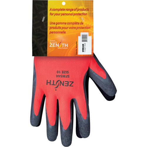 Gants enduits de latex de caoutchouc naturel, 10, R&ecirc;vetement Latex de caoutchouc, Calibre 13, Enveloppe en Polyester Nia-Chem Ltd.