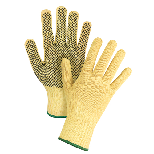 Gants tricot&eacute;s sans couture &agrave; pois, Taille Moyen/8, Calibre 7, Rev&ecirc;tement PVC, Enveloppe en Kevlar, ASTM ANSI niveau A2/EN 388 niveau 3 Nia-Chem Ltd.