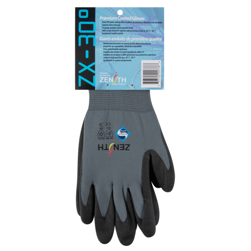 Gants enduits de premi&egrave;re qualit&eacute; ZX-30°, 10/T-Grand, R&ecirc;vetement PVC, Calibre 15, Enveloppe en Nylon Nia-Chem Ltd.