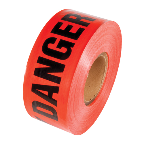 Reinforced Grade Barricade Tape, English, 3" W x 500' L, 5 mils, Black on Red Nia-Chem Ltd.