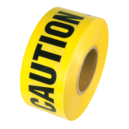 Reinforced Grade Barricade Tape, English, 3" W x 500' L, 5 mils, Black on Yellow Nia-Chem Ltd.