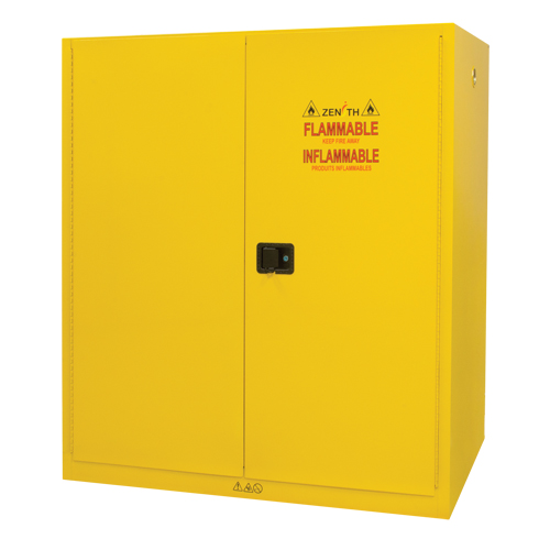 Vertical Drum Storage Cabinet, 110 US gal. Cap., 2 Drums, Yellow Nia-Chem Ltd.