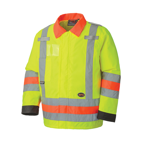 6037 Manteau de s&eacute;curit&eacute; imperm&eacute;able pour le contr&ocirc;le de la circulation, Polyester, Jaune lime haute visibilit&eacute;, T-petit Nia-Chem Ltd.