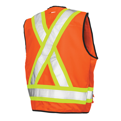 Veste de s&eacute;curit&eacute; pour arpenteur, Orange haute visibilit&eacute;, Grand, Polyester Nia-Chem Ltd.