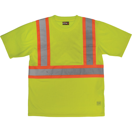 T-shirt de s&eacute;curit&eacute; avec poche &agrave; manches courtes, Polyester, Grand, Jaune lime haute visibilit&eacute; Nia-Chem Ltd.