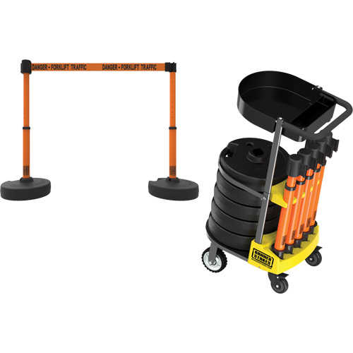 PLUS Barrier Post Cart Kit with Tray, 75' L, Metal, Orange Nia-Chem Ltd.