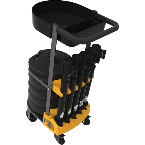 PLUS Barrier Post Cart Kit with Tray, 75' L, Metal, Black Nia-Chem Ltd.
