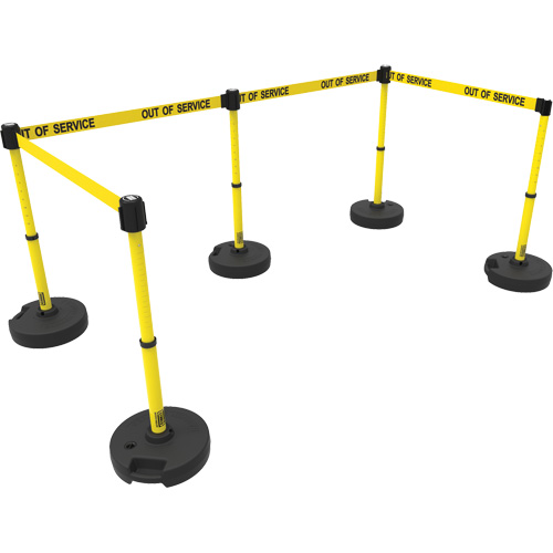 Ensemble de cinq montants pour barri&egrave;re PLUS, Plastique, 42" h, Ruban Jaune, Longueur du ruban 15' Nia-Chem Ltd.