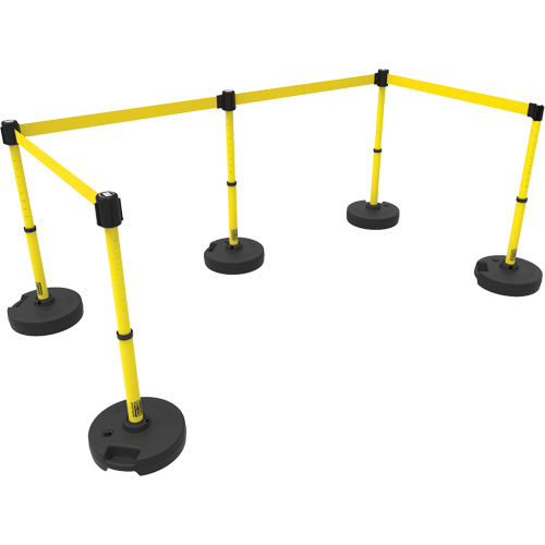 Ensemble de cinq montants pour barri&egrave;re PLUS, Plastique, 42" h, Ruban Jaune, Longueur du ruban 15' Nia-Chem Ltd.