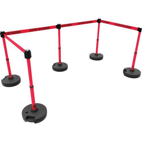 PLUS Barrier Post Set X5, Plastic, 42" H, Red Tape, 15' Tape Length Nia-Chem Ltd.