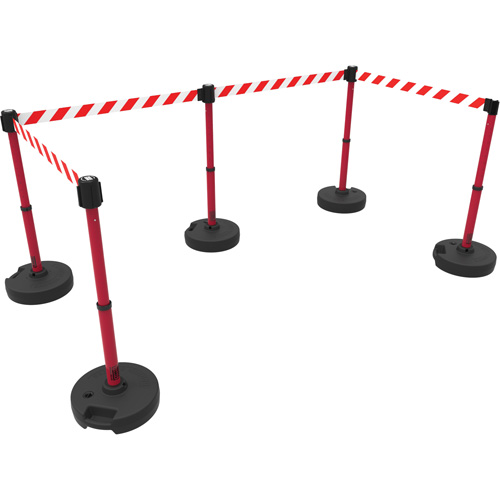 Ensemble de cinq montants pour barri&egrave;re PLUS, Plastique, 42" h, Ruban Rouge, Longueur du ruban 15' Nia-Chem Ltd.