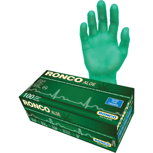 Gants jetables avec alo&egrave;s, Petit, Vinyle, 5 mils, Sans poudre, Vert Nia-Chem Ltd.