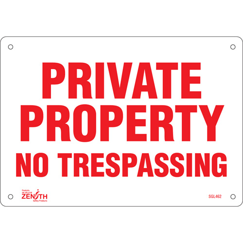 "Private Property" Sign, 7" x 10", Plastic, English Nia-Chem Ltd.