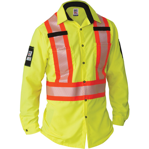 Chemise &agrave; manches longues haute visibilit&eacute; ind&eacute;chirable, Polyester, Petit, Jaune lime haute visibilit&eacute; Nia-Chem Ltd.