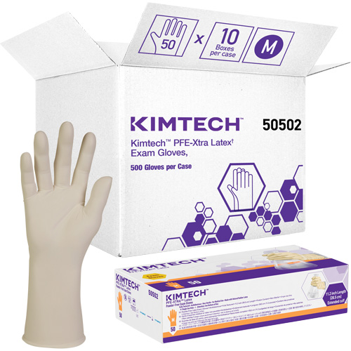 Gants m&eacute;dicaux Kimtech XTRA-PFE, Moyen, Latex, 6 mils, Sans poudre, Blanc, Classe 2 Nia-Chem Ltd.