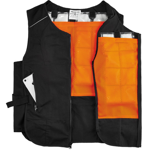Veste de refroidissement &agrave; changement de phase l&eacute;g&egrave;re avec sachets 6260 Chill-Its, Petit/Moyen, Noir Nia-Chem Ltd.