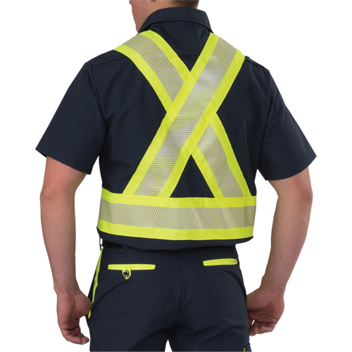 Chemise &agrave; manches courtes haute visibilit&eacute; r&eacute;sistant &agrave; la d&eacute;chirure, Polyester, Petit, Bleu marin Nia-Chem Ltd.