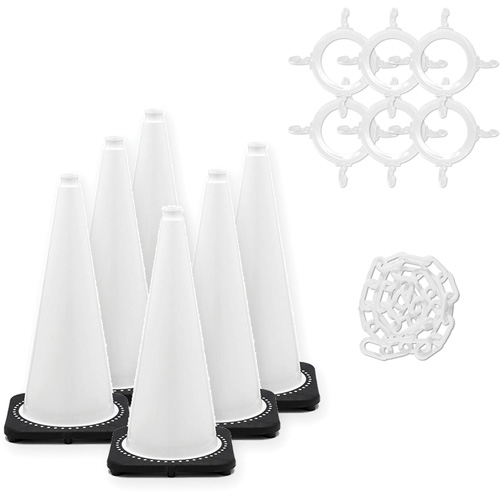 Traffic Cone & Chain Kit, 28", White Nia-Chem Ltd.
