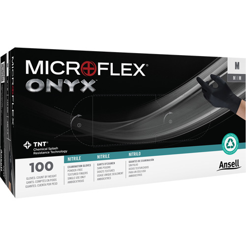 Onyx&reg; Gloves, Small, Nitrile, 3.5-mil, Powder-Free, Black Nia-Chem Ltd.