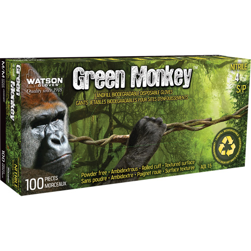5559PF Green Monkey Gloves, Small, Nitrile, 4-mil, Powder-Free, Green Nia-Chem Ltd.