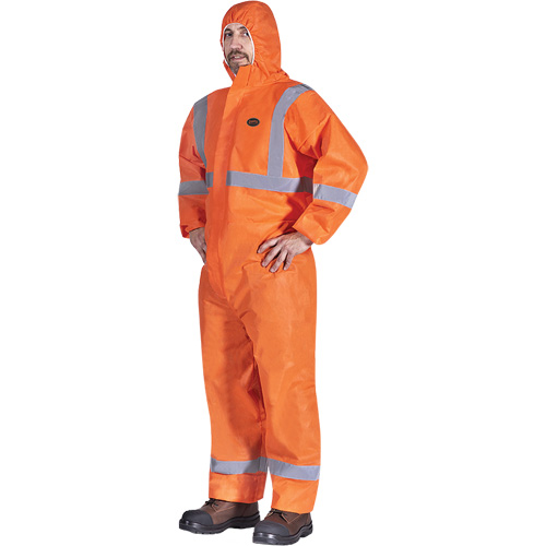 2077 Hooded Coveralls with Reflective Tape, Small, Orange, SMS Nia-Chem Ltd.