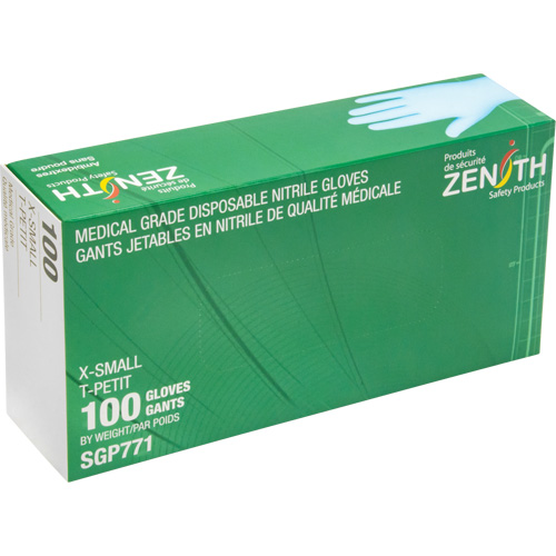 Puncture-Resistant Medical-Grade Disposable Gloves, X-Small, Nitrile, 4.5-mil, Powder-Free, Blue, Class 2 Nia-Chem Ltd.