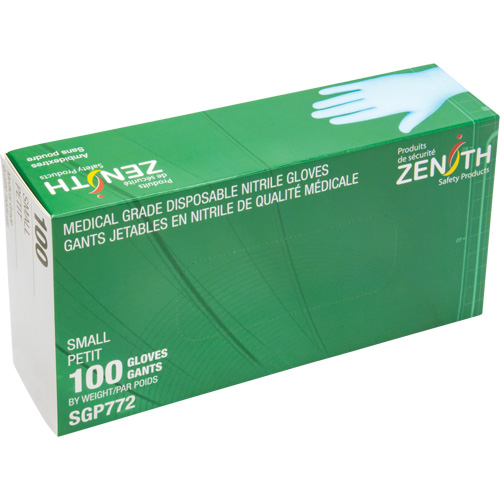 Gants jetables de calibre m&eacute;dical r&eacute;sistants &agrave; la perforation, Petit, Nitrile, 4,5 mils, Sans poudre, Bleu, Classe 2 Nia-Chem Ltd.