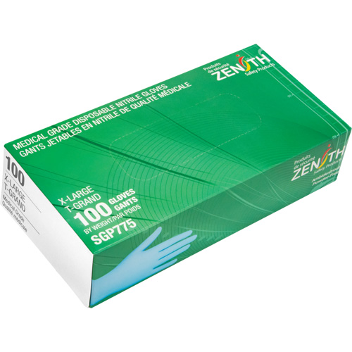 Gants jetables de calibre m&eacute;dical r&eacute;sistants &agrave; la perforation, T-Grand, Nitrile, 4,5 mils, Sans poudre, Bleu, Classe 2 Nia-Chem Ltd.