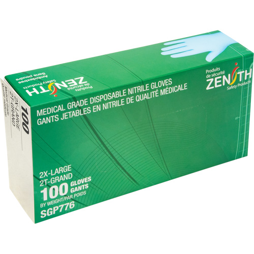 Gants jetables de calibre m&eacute;dical r&eacute;sistants &agrave; la perforation, 2T-Grand, Nitrile, 4,5 mils, Sans poudre, Bleu, Classe 2 Nia-Chem Ltd.