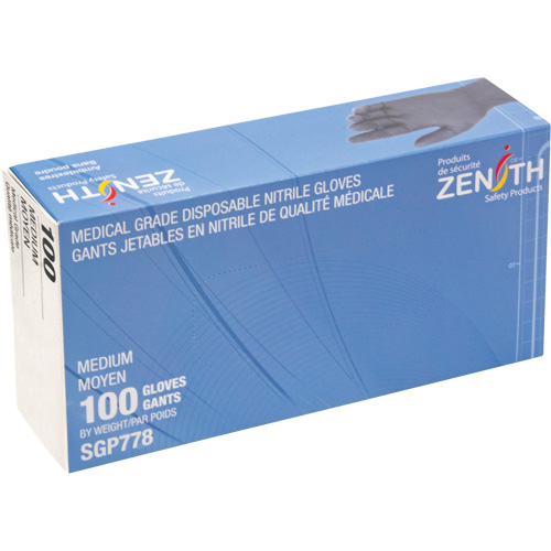 Puncture-Resistant Medical-Grade Disposable Gloves, Medium, Nitrile, 5-mil, Powder-Free, Black, Class 2 Nia-Chem Ltd.