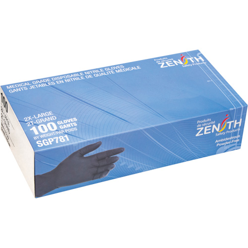 Puncture-Resistant Medical-Grade Disposable Gloves, 2X-Large, Nitrile, 5-mil, Powder-Free, Black, Class 2 Nia-Chem Ltd.
