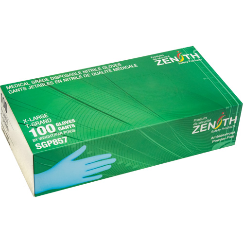 Puncture-Resistant Medical-Grade Disposable Gloves, X-Large, Nitrile, 3.5-mil, Powder-Free, Blue, Class 2 Nia-Chem Ltd.