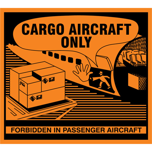 &eacute;tiquettes de manutention Cargo Aircraft Only, 4-3/4" lo x 4-1/4" la, Orange Nia-Chem Ltd.
