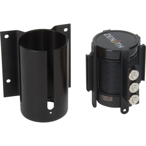 Barri&egrave;re &agrave; fixation murale avec ruban magn&eacute;tique, Acier, Fixation par vis, 12', Ruban Noir Nia-Chem Ltd.