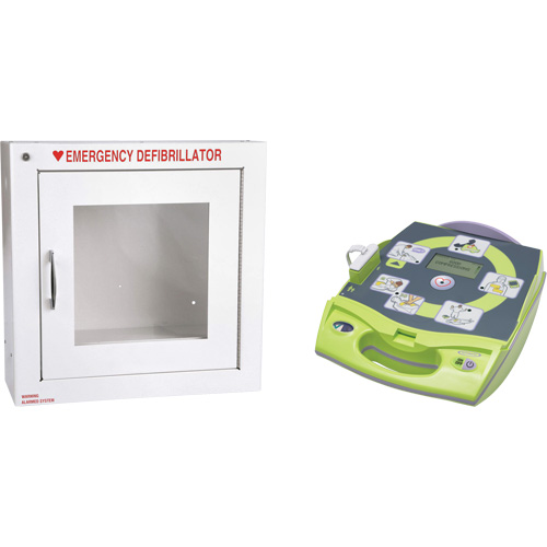 D&eacute;fibrillateur enti&egrave;rement automatis&eacute; AED Plus en anglais avec armoire murale munie d'une alarme, Automatique, Anglais, Classe 4 Nia-Chem Ltd.