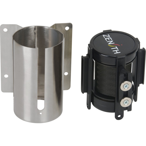 Wall Mount Barrier with Magnetic Tape, Steel, Screw Mount, 7', Black Tape Nia-Chem Ltd.