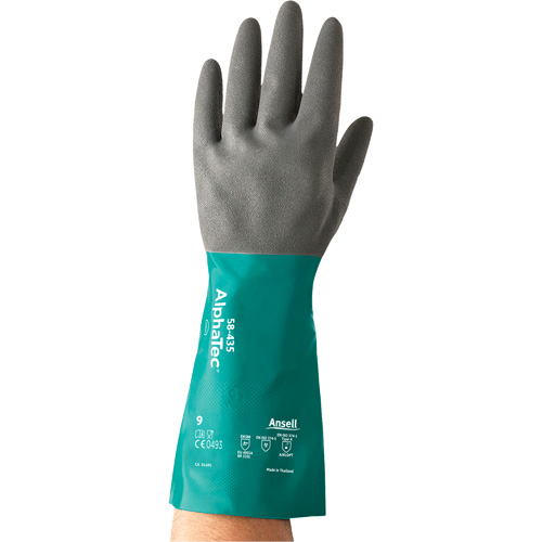 AlphaTec&reg; 58-435 Series Chemical Resistant Gloves, Size 7, 15" L, Nitrile, Cotton/Flock-Lined Inner Lining, 10-mil Nia-Chem Ltd.
