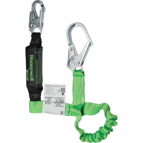 Miller&reg; StretchStop&reg; Shock-Absorbing Lanyard, 6', Locking Rebar Hook Center, Locking Snap Hook Leg Ends, Polyester Nia-Chem Ltd.