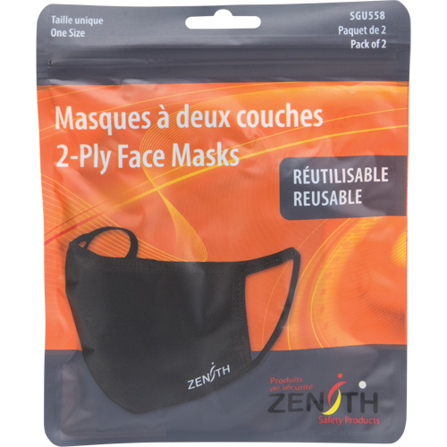Masques r&eacute;utilisable &agrave; deux couches, Polyester, Noir Nia-Chem Ltd.