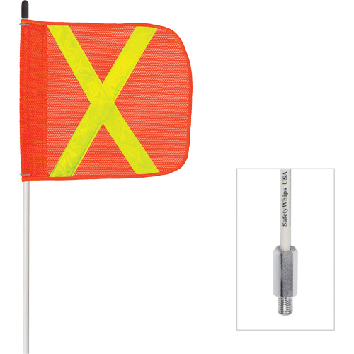 Safety Whip&reg; Non-Powered Heavy-Duty Fibreglass Whip, Threaded Mount, 6' High, Orange with Reflective Nia-Chem Ltd.