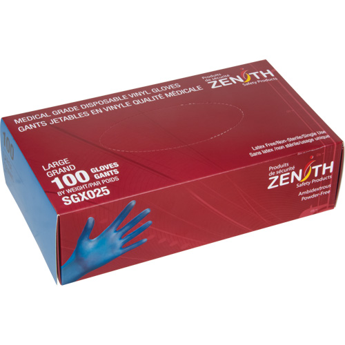 Medical-Grade Disposable Gloves, Small, Vinyl, 4.5-mil, Powder-Free, Blue, Class 2 Nia-Chem Ltd.